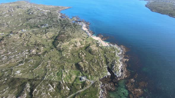 Scenic View Of The Coral Strand Beach In Connemara, Ireland - aerial