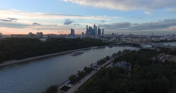 Aerial Cityscape of Moscow with Moskva River, Russia