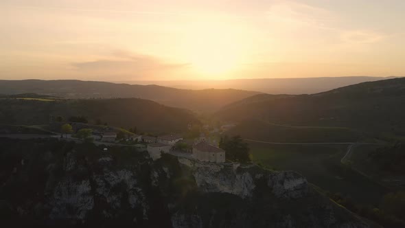 Aerial View of Santa Casilda Shrine at Sunset La Bureba Burgos Province CastileLeon