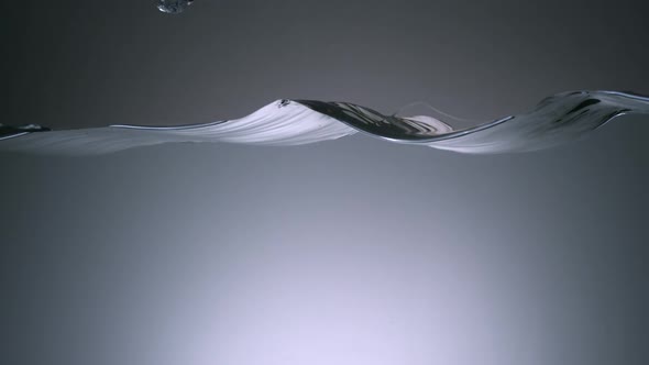 Water surface wave and glass falling, Slow Motion