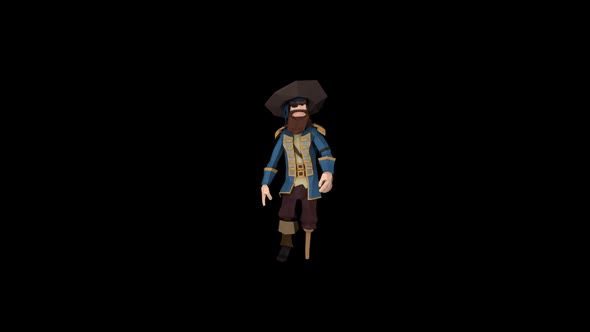 Captain Pirate Low Poly Toy Walk