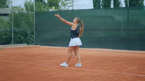 On the Outdoor Tennis Court Professional Young