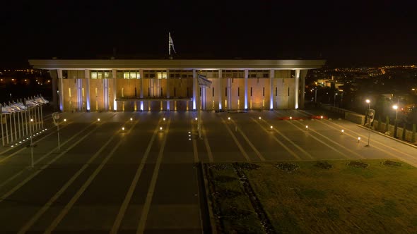 Night View of House of Law and Democracy of the Israeli Parliament - Knesset