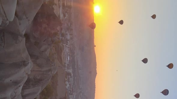 Vertical Video  Balloons in Cappadocia Turkey