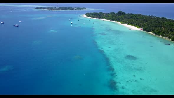 Aerial drone view travel of tropical sea view beach lifestyle by blue lagoon and white sand backgrou