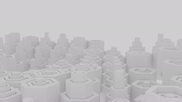 Animation of moving cylinders of different size in a wave monochrome pattern