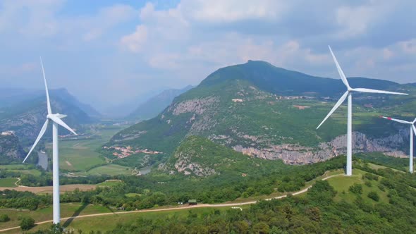 Aerial View Of A Eolic Power Plant