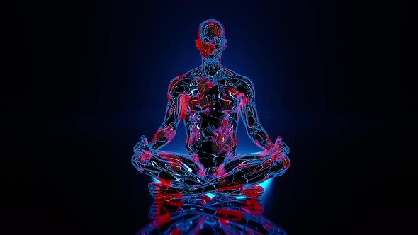 3D rendered and animated visualisation of the energetic body of a meditating person