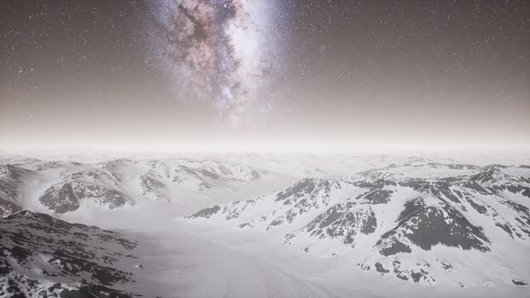 Milky Way Above Snow Covered Terrain alt