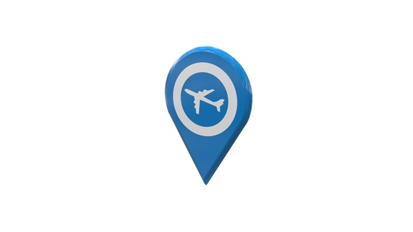 Blue Airport Map Location 3D Pin Icon V12