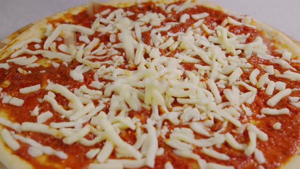 Close Up View Man Chef Cooking Italian Pizza