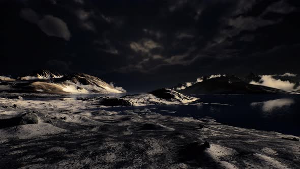 Dramatic Landscape in Antarctica with Storm Coming