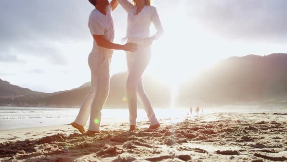 Mature couple together at beach