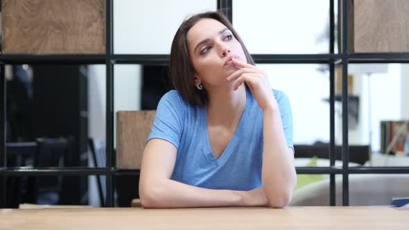 Thinking, Pensive Business Woman, Indoor Office