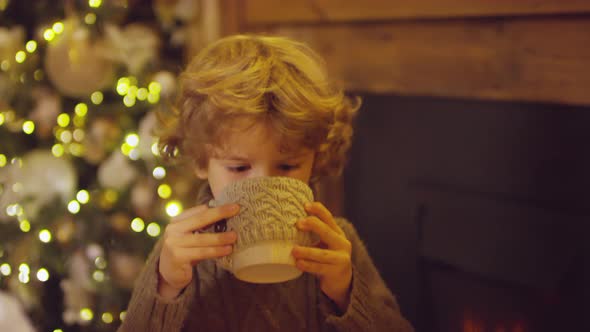 Pretty Boy Drinking Milk on Christmas