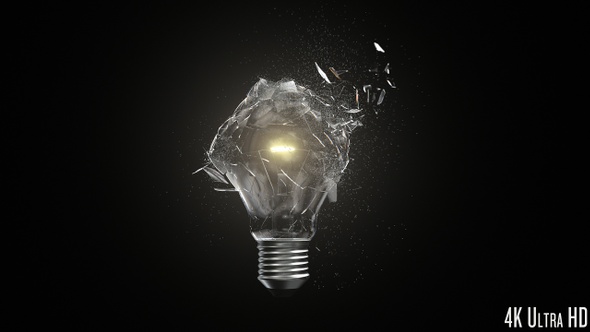 4K Isolated Lightbulb Shatter