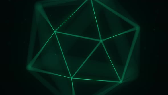 Rotating Green Platonic Solid Icosahedron