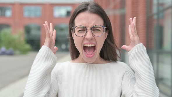 Woman Screaming, Shouting Outdoor