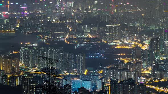 Fei Ngo Shan Kowloon Peak Night Timelapse Hong Kong Cityscape Skyline