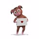 Brown Pig Holding A Letter on White Background - VideoHive Item for Sale