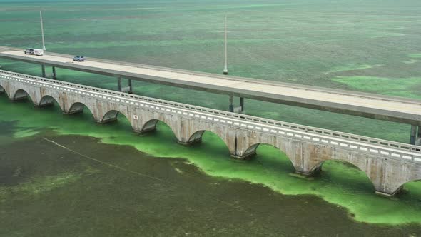 7 mile bridge in the Florida Keys aerial shot