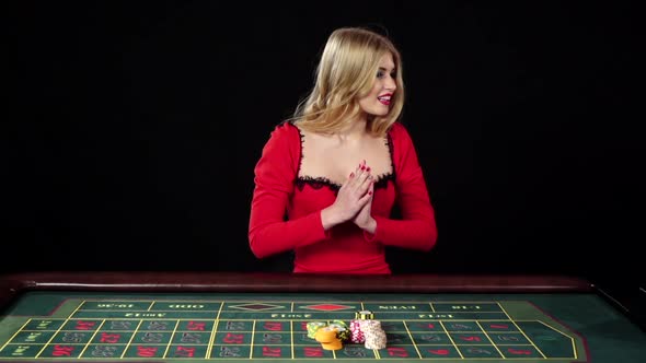 Girl Playing in Casino, Black, Slow Motion