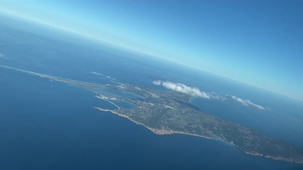 Aerial view of Formentera (Balearic Islands) in a sunny afternoon