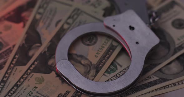 Criminal Corruption Handcuffs Money of Light Flasher Police