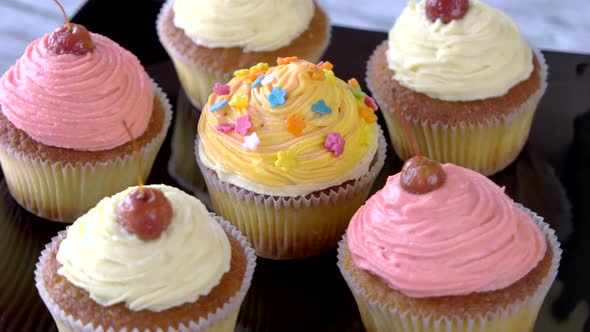 Gingerbread Cupcakes with Colorful Mascarpone Frosting