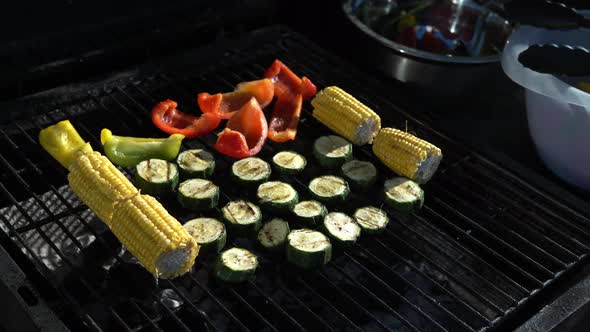 Fresh Grilled Vegetables on Barbecue for Dinner