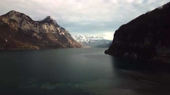 Moody looking winter scenery in Weesen, Switzerland.