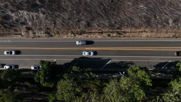 California Narrow Canyon Roadway with Cars