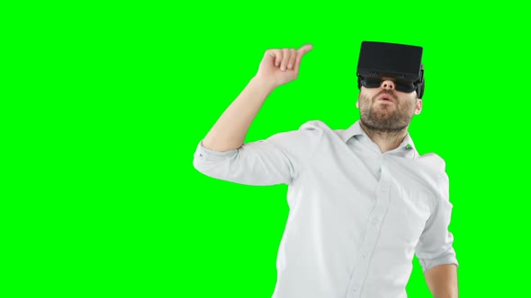 Man using virtual reality headset