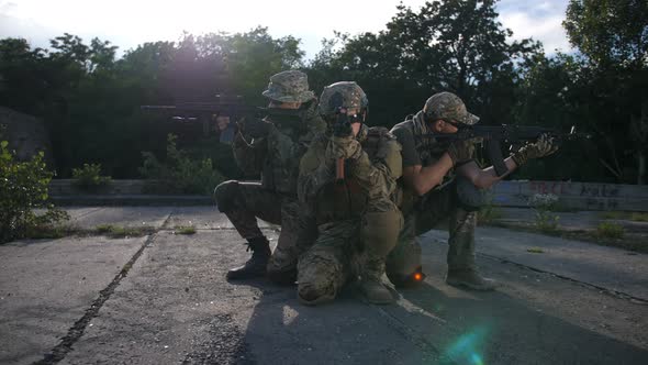 Special Forces Marines in Defensive Position