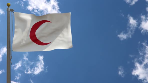 Red Crescent Flag On Flagpole