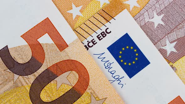 Euro money. Banknotes in stop motion