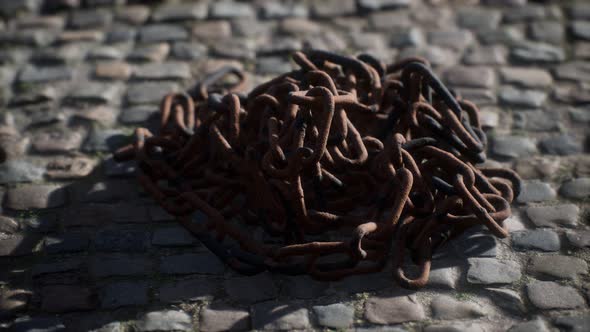 Vintage Rusty Hand-made Iron Chain