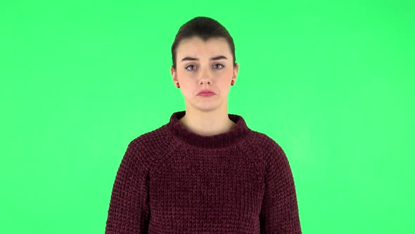 Pretty Girl Is Very Offended. Green Screen