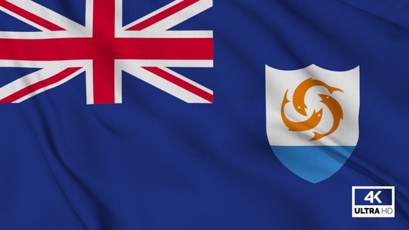 Anguilla Flag Waving Slowly Looped