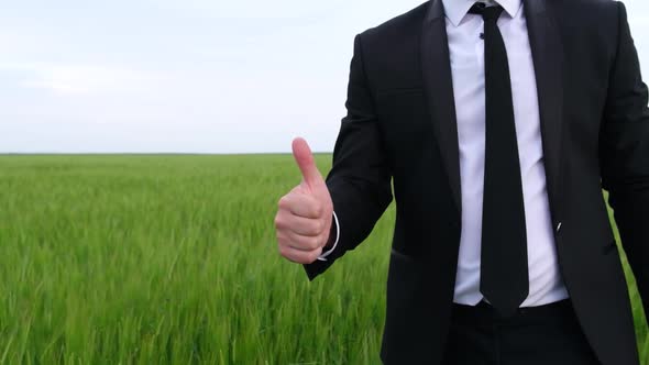 Businessman Showing Thumb Up Sign Gesture