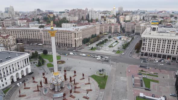 The Symbol of Kyiv, Ukraine - Independence Square Aerial View, Slow Motion