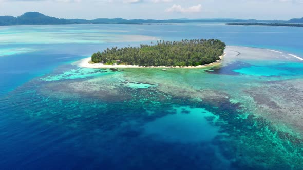 Aerial: flying over desert beach white beach tropical caribbean sea