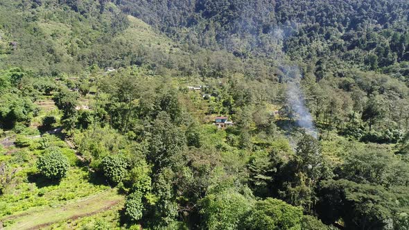 Yuksom village in the state of Sikkim in India seen from the sky alt