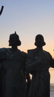 Monument To the Founders of the City in the Morning at Dawn