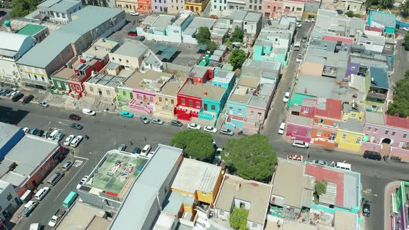 Scenic Aerial Wide Drone Shot Above Central Cape Town South Africa with Scenic View of Harbor