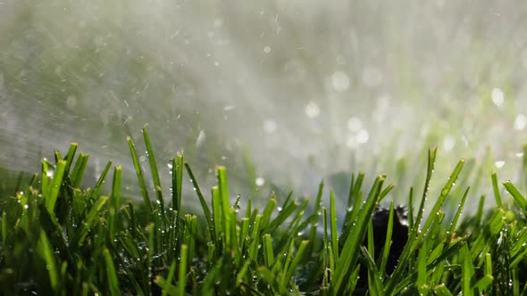 Fresh Watered Grass in the Garden