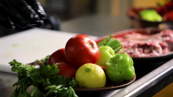 Woman Taking Vegetable in Kitchen