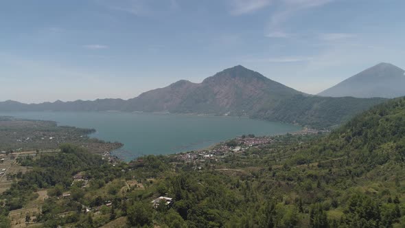 Mountain Landscape Lake and Volcano Batur