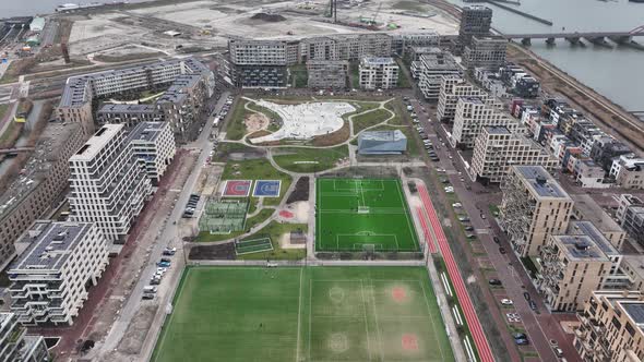 Zeeburg Skate Park and Sports Field Playground for Children in Amsterdam Zeeburgereiland and Nieuwe