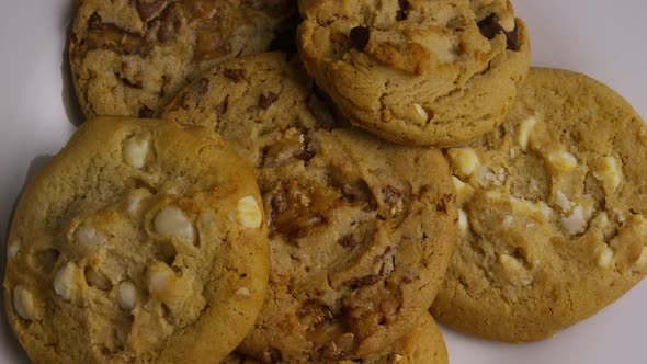 Cinematic, Rotating Shot of Cookies on a Plate